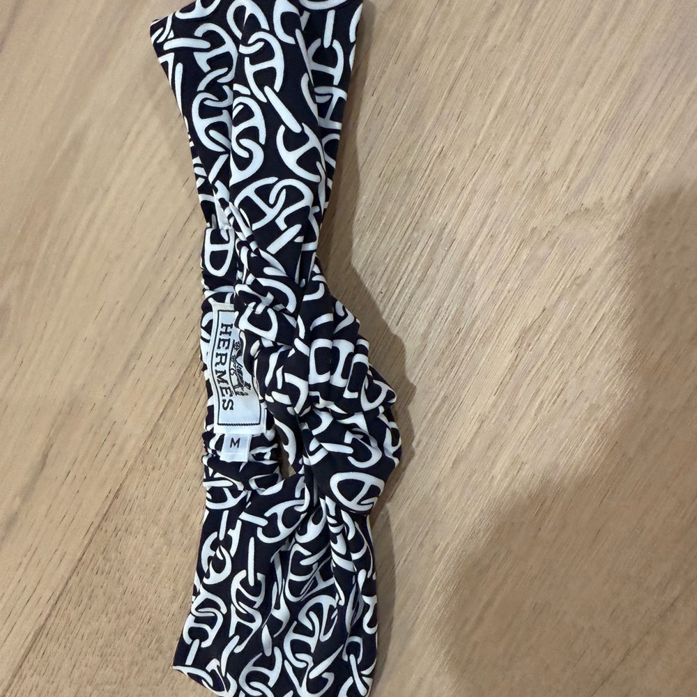Hermès Dark Navy and White Headband M